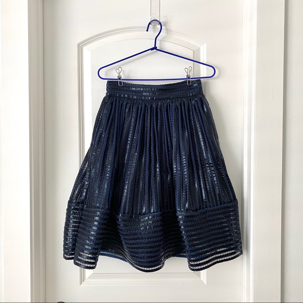 Maje leather like stripe skirt